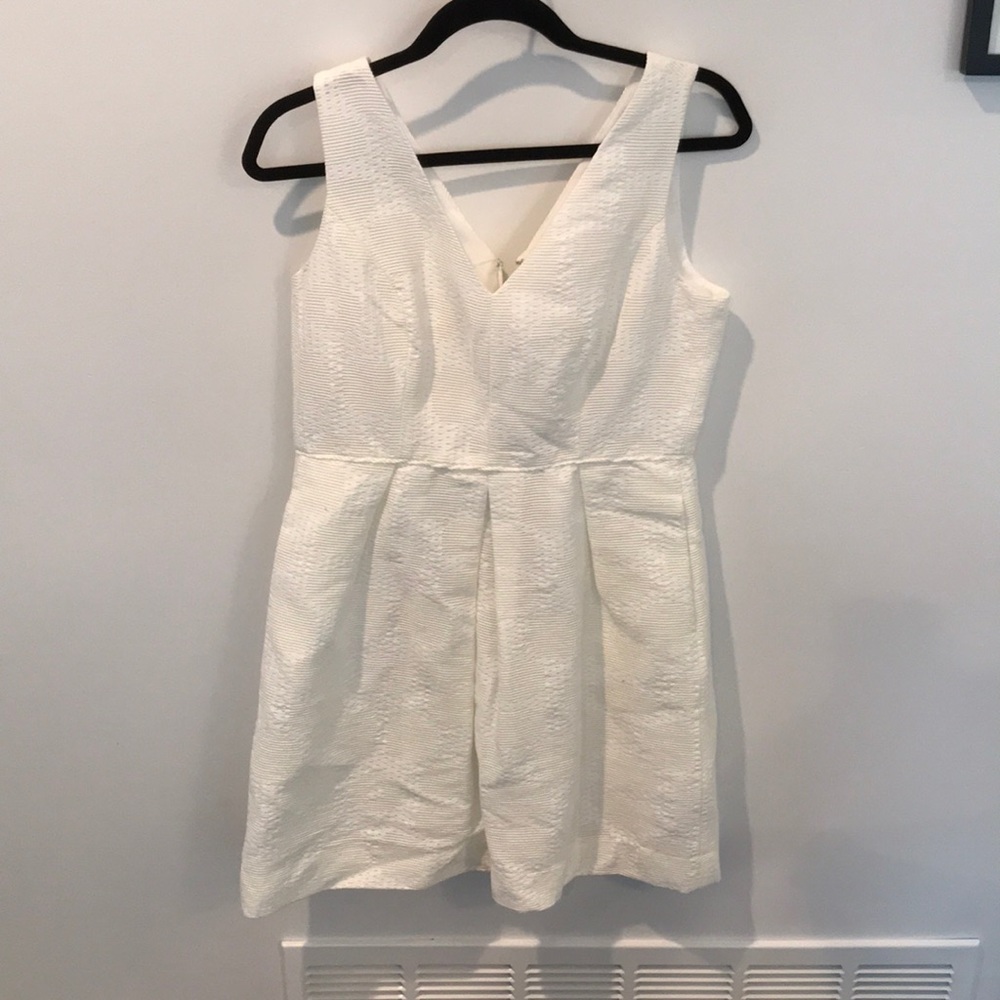 Pleated k crew factory dress, white with pockets